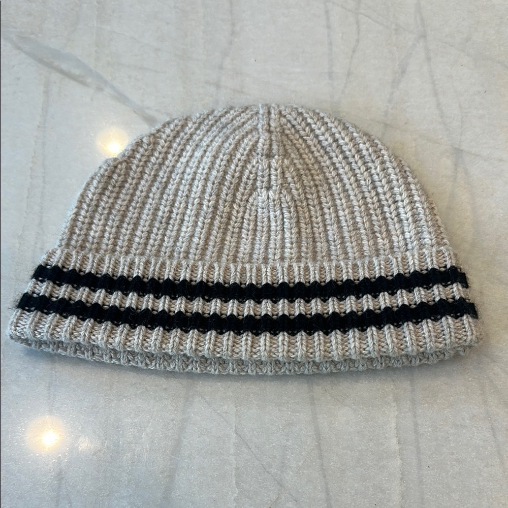 NWOT Zadig & Voltaire Men's Beige and Black Knit Beanie